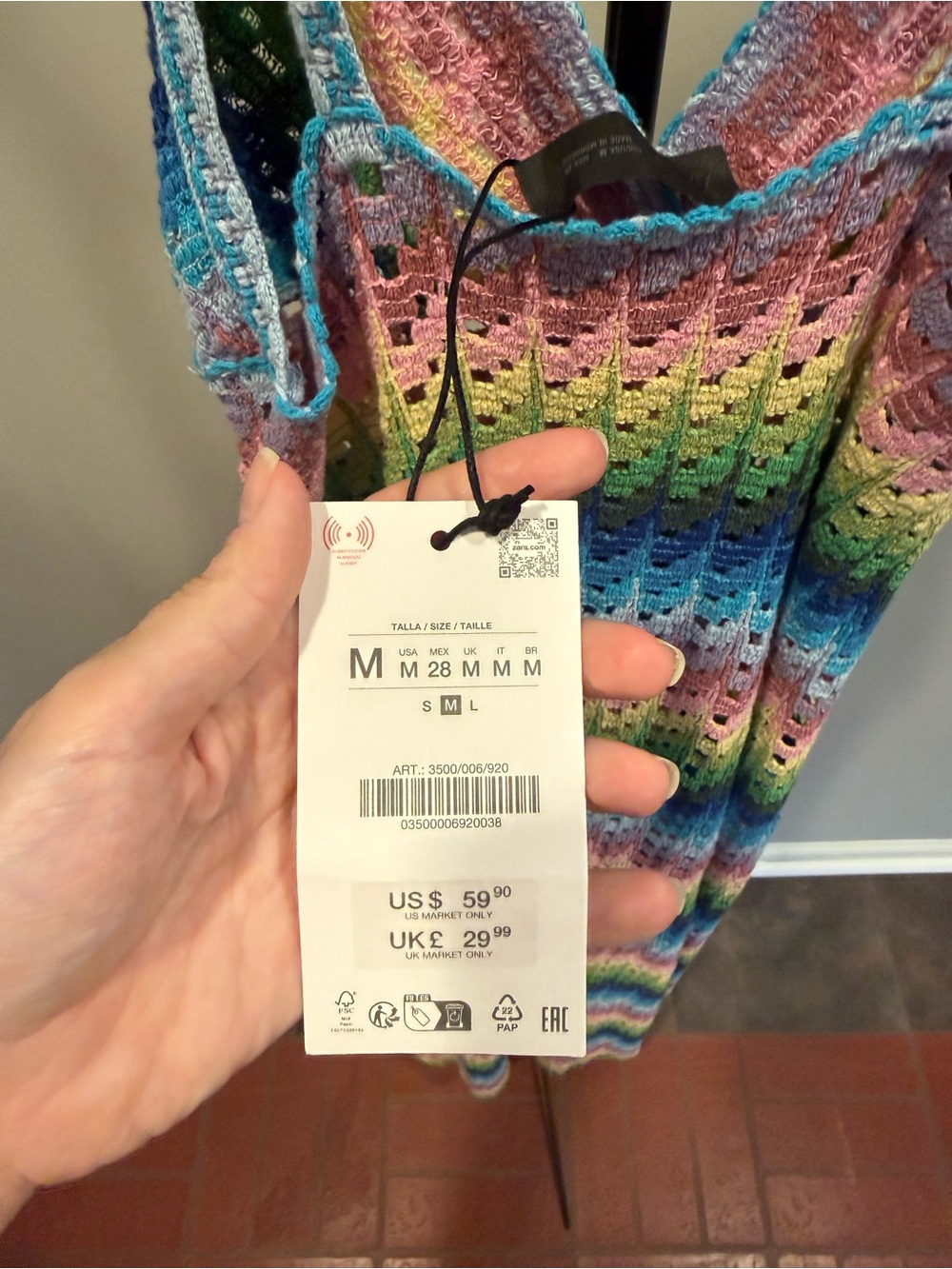 Zara Multicolor Crochet Maxi Dress - Picture 7 of 7